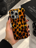 Leopar desenli kılıf canlı doğal leopar