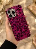 Leopar desenli kılıf canlı koyu pembe
