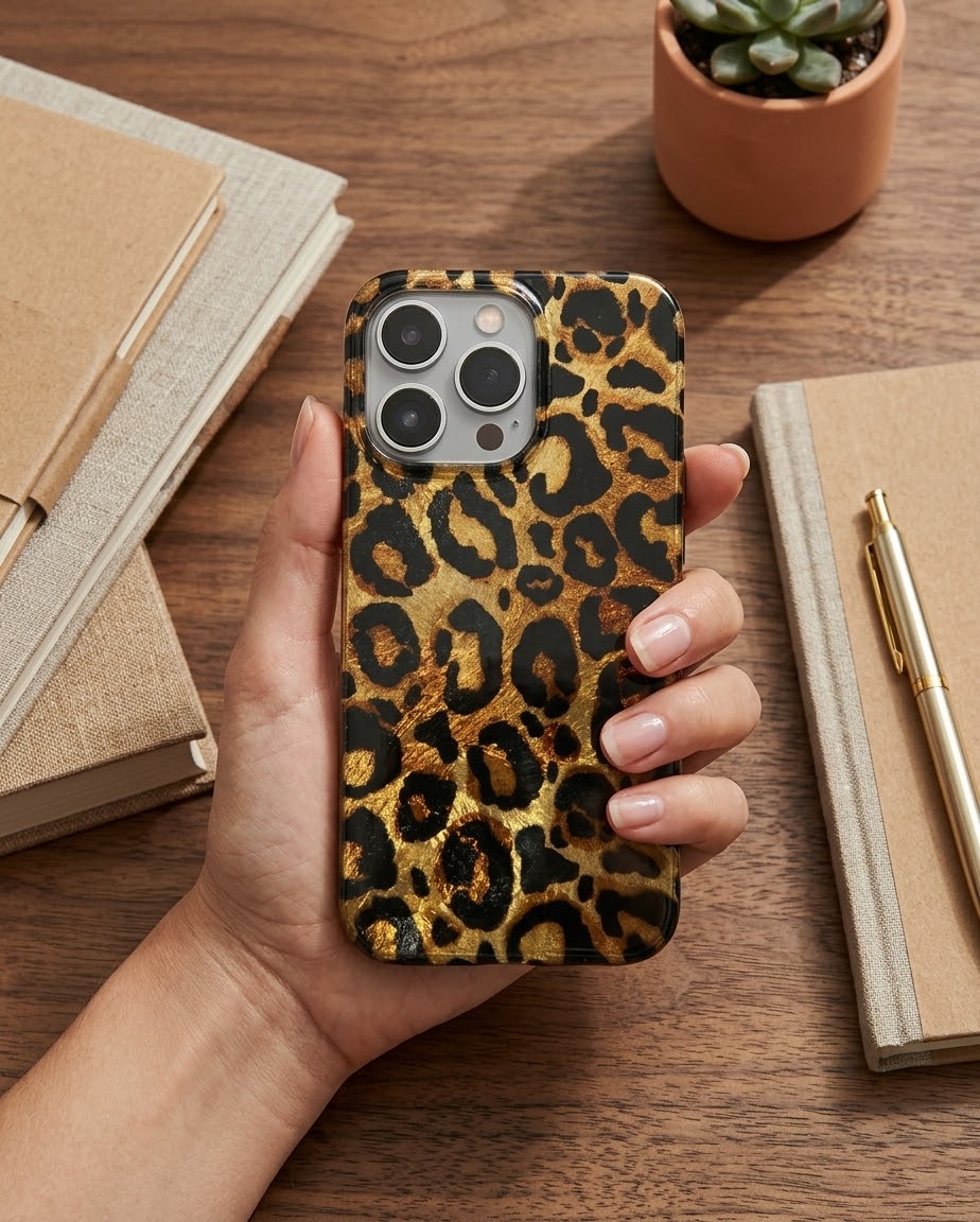 Leopar desenli kılıf canlı leopare